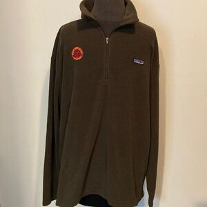 Patagonia Synchilla Olive Quarter Zip-Up Sweater Fleece Pop Over XL Brewery S357